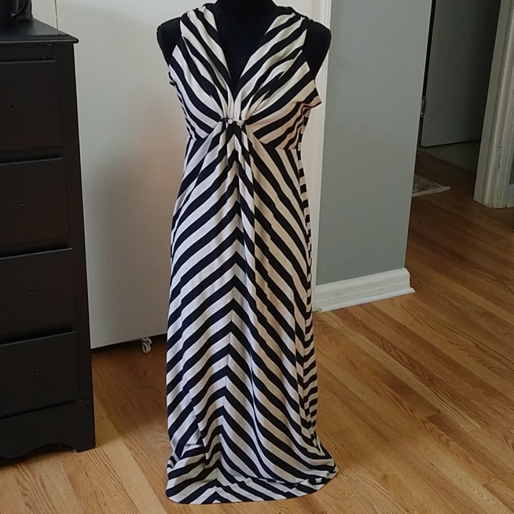 Ruby Rd. Sleeveless Striped Knit Maxi Dress